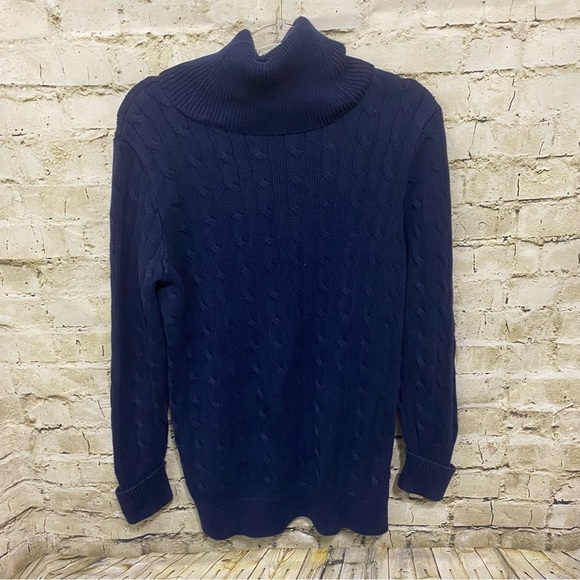 Ralph Lauren Sport Blue Cotton Cable Knit Cowl Neck Sweater - Picture 3 of 5